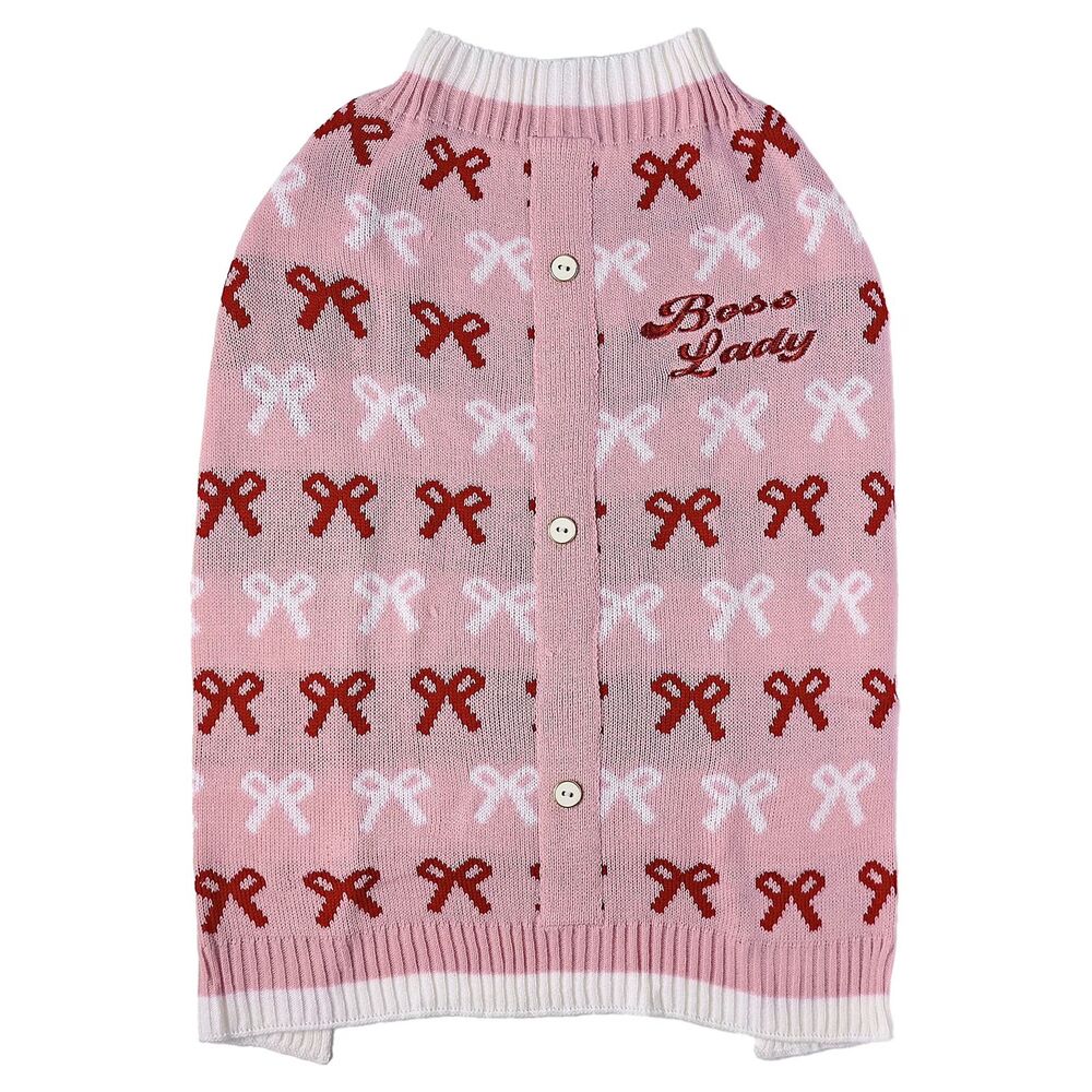 Vibrant Life Pet Sweater for Dogs Pink Boss Lady Bows Medium